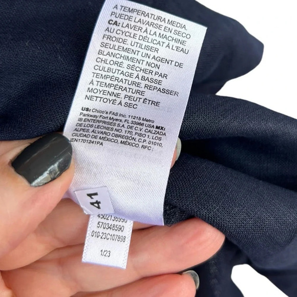 Chico's Women's Linen Rick Rack Trim Tunic Size 16 - from 2023 - Picture 6 of 7